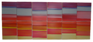 Título: 14.09 | Técnica: Óleo s/ alumínio | Medidas: 198x86 cm (43x33 cm cada - políptico) | Ano: 2019